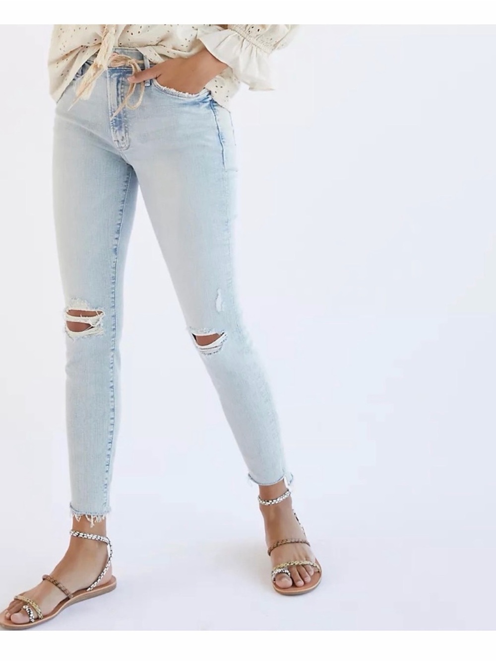Mother The Stunner Zip Ankle Step Fray Jeans Size 25